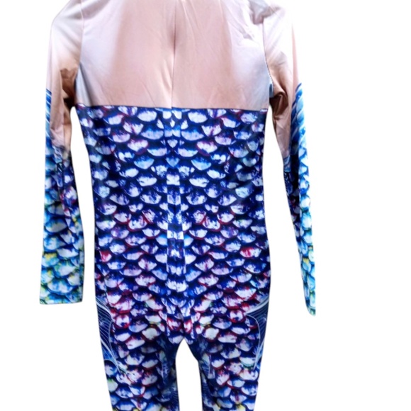 Women's Fish Scale Print Jumpsuit Mermaid Costume Full Length Bodysuit Cos Play - Picture 4 of 4
